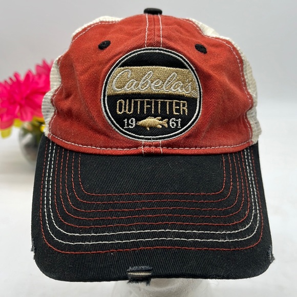 Cabela's Other - Cabela's Outfitter Red black fishing baseball hat adjustable HT3328